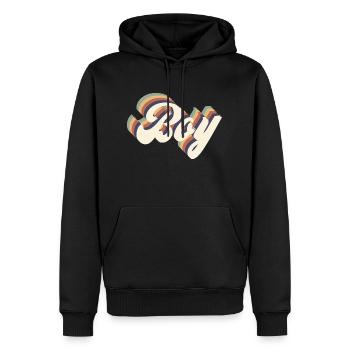 boy vintage - Sweat à capuche Premium bio Homme - noir - Devant - Nico (187cm)