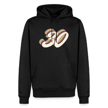 30ème anniversaire vintage - Sweat à capuche Premium bio Homme - noir - Devant - Nico (187cm)