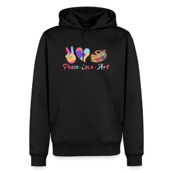Peace Love Art Art Formation des professeurs d’art - Sweat à capuche Premium bio Homme - noir - Devant - Nico (187cm)