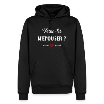 Veux-tu M'épouser - Sweat à capuche Premium bio Homme - noir - Devant - Nico (187cm)