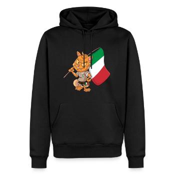 Italien Fan Katze - Männer Premium Bio Hoodie - Schwarz - Vorne - Nico (187cm)