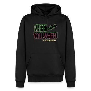 Programmation des blagues de Noël - Sweat à capuche Premium bio Homme - noir - Devant - Nico (187cm)