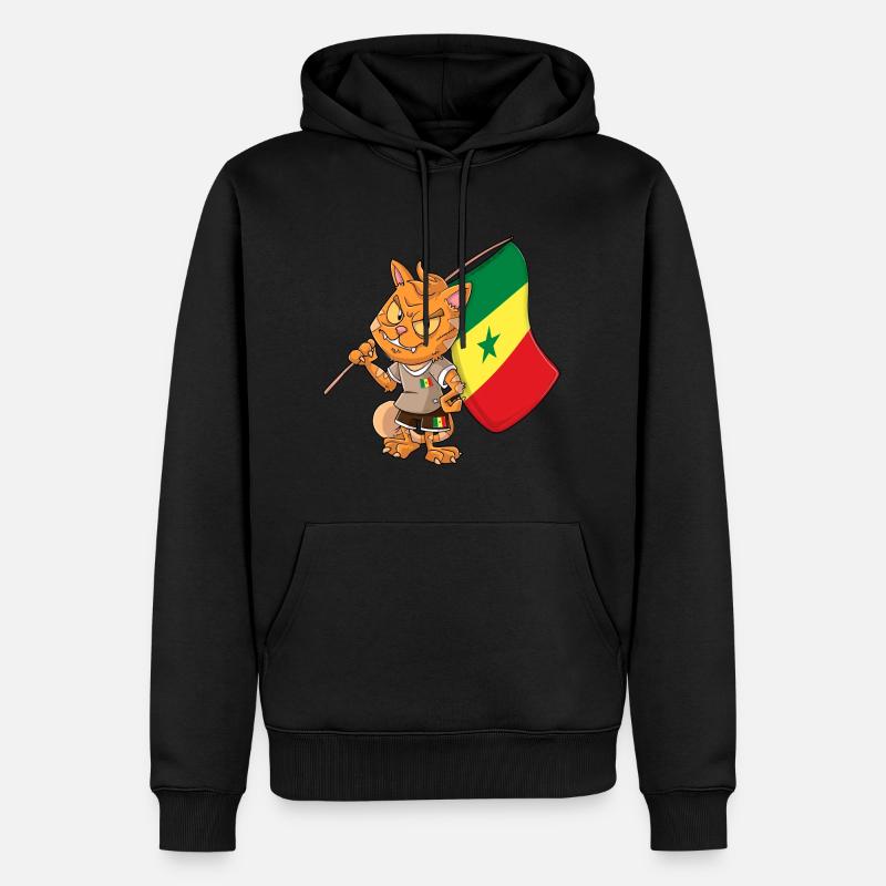 Sénégal Fan Cat - Sweat à capuche Premium bio Homme - noir