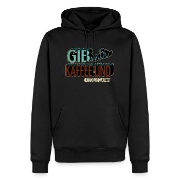 lustig kaffeesatz spaß kaffeekanne geschenkidee - Männer Premium Bio Hoodie - Schwarz - Vorne - Nico (187cm)