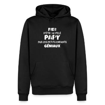 fier d être appelé papy / cadeau humour grand-père - Sweat à capuche Premium bio Homme - noir - Devant - Nico (187cm)