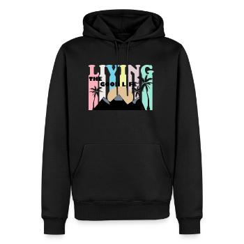 Living the good Life - Männer Premium Bio Hoodie - Schwarz - Vorne - Nico (187cm)