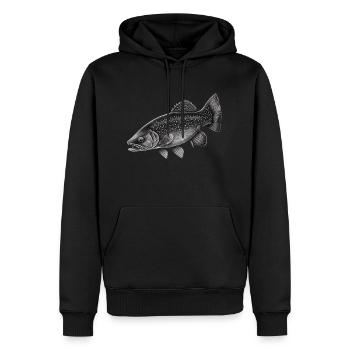 POISSON - Sweat à capuche Premium bio Homme - noir - Devant - Nico (187cm)