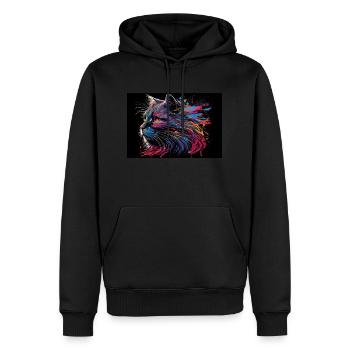 Couleur de l’illustration de chat - Sweat à capuche Premium bio Homme - noir - Devant - Nico (187cm)