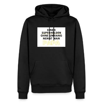 Einen Superhelden ohne Umhang nennt man Papa - Männer Premium Bio Hoodie - Schwarz - Vorne - Nico (187cm)