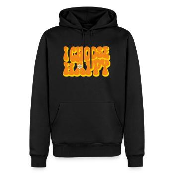 Je choisis la police Happy Funny Retro Hippie - Sweat à capuche Premium bio Homme - noir - Devant - Nico (187cm)