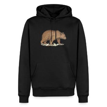 Braunbär - Männer Premium Bio Hoodie - Schwarz - Vorne - Nico (187cm)