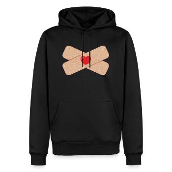 LIEBE KUH - Männer Premium Bio Hoodie - Schwarz - Vorne - Nico (187cm)