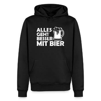 Bier Alkohol Party Getränk - Männer Premium Bio Hoodie - Schwarz - Vorne - Nico (187cm)
