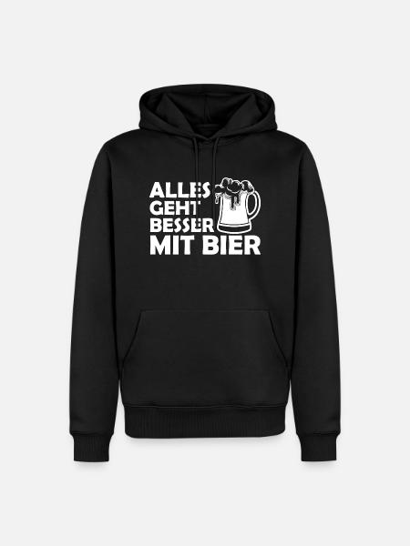 Bier Alkohol Party Getränk - Männer Premium Bio Hoodie - Schwarz