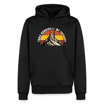 Trail Run Ultra Running Berg Trekking Laufen - Männer Premium Bio Hoodie - Schwarz - Vorne - Nico (187cm)