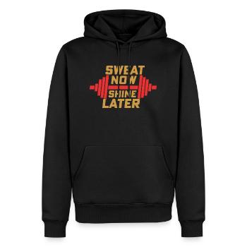 Sweat Now Shine Later Weight Lifting Workout Train - Männer Premium Bio Hoodie - Schwarz - Vorne - Nico (187cm)