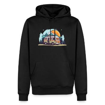 Vanlife - Männer Premium Bio Hoodie - Schwarz - Vorne - Nico (187cm)
