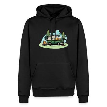 Vanlife - Männer Premium Bio Hoodie - Schwarz - Vorne - Nico (187cm)