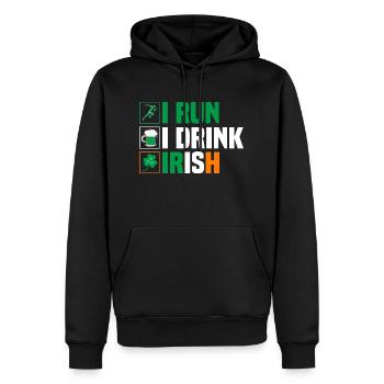 Je cours. Je bois. Irlandais. - Sweat à capuche Premium bio Homme - noir - Devant - Nico (187cm)