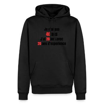 Je n'ai pas 40 ans - Sweat à capuche Premium bio Homme - noir - Devant - Nico (187cm)