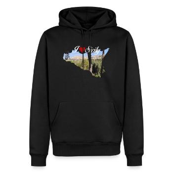 I Love Sicily - Männer Premium Bio Hoodie - Schwarz - Vorne - Nico (187cm)
