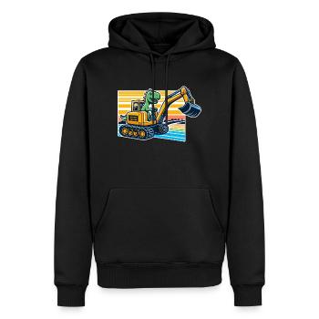 Dinosaur digger - Dino cool conduisant une excavatrice - Sweat à capuche Premium bio Homme - noir - Devant - Nico (187cm)