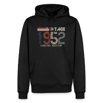 Vintage 1952 Cadeau Anniversaire - Millésime 1952 - Sweat à capuche Premium bio Homme - noir - Devant - Nico (187cm)