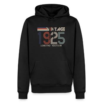 Vintage 1925 Cadeau Anniversaire - Millésime 1925 - Sweat à capuche Premium bio Homme - noir - Devant - Nico (187cm)
