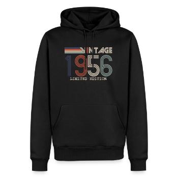 Jahrgang 1956 Jubiläumsgeschenk - Jahrgang 1956 - Männer Premium Bio Hoodie - Schwarz - Vorne - Nico (187cm)