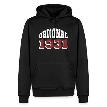 Original 1931 - Sweat à capuche Premium bio Homme - noir - Devant - Nico (187cm)