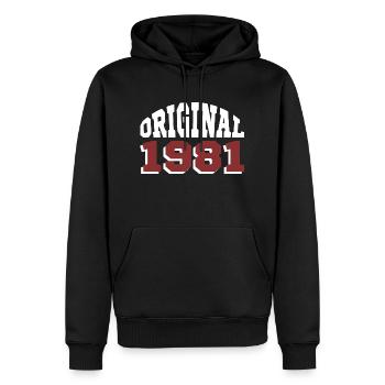 Original 1981 - Männer Premium Bio Hoodie - Schwarz - Vorne - Nico (187cm)