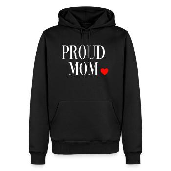 Maman disant maman fière maman - Sweat à capuche Premium bio Homme - noir - Devant - Nico (187cm)