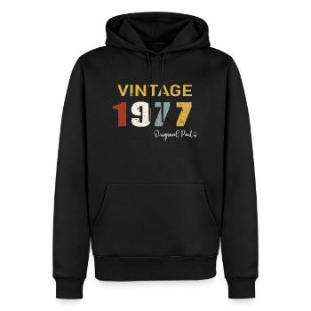 Original parts 1977 - 47 Years Anniversary Gift - Men’s Premium Organic Hoodie - black - Front - Nico (187cm)