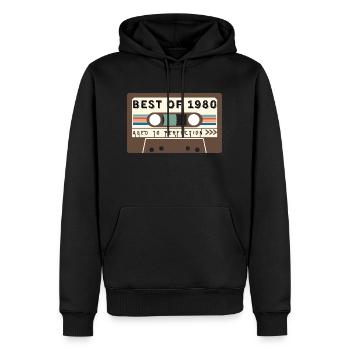 Best of 1980 - Sweat à capuche Premium bio Homme - noir - Devant - Nico (187cm)