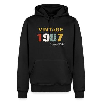 Originalteile 1987 - Geschenk zum 37-jährigen Jubiläum - Männer Premium Bio Hoodie - Schwarz - Vorne - Nico (187cm)