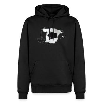 Espagne | Vrai football | Carte FR - Sweat à capuche Premium bio Homme - noir - Devant - Nico (187cm)
