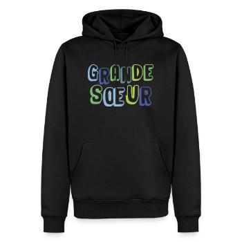grande sœur, naissance, grossesse - Sweat à capuche Premium bio Homme - noir - Devant - Nico (187cm)