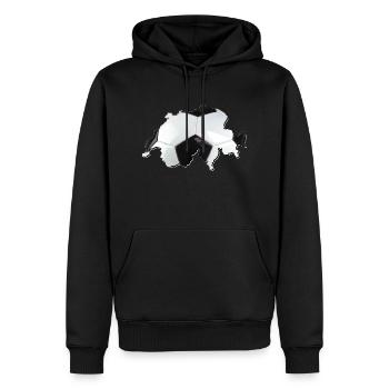 Schweiz Landkarte – echter Fußball - Männer Premium Bio Hoodie - Schwarz - Vorne - Nico (187cm)
