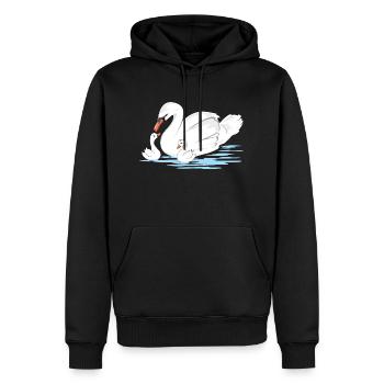White swan mom and her two babies - Men’s Premium Organic Hoodie - black - Front - Nico (187cm)