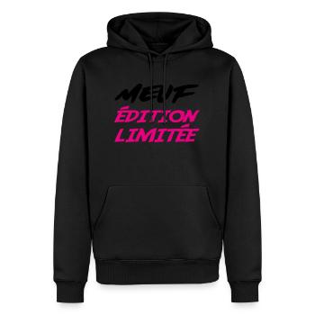 MEUF édition limitée - Sweat à capuche Premium bio Homme - noir - Devant - Nico (187cm)