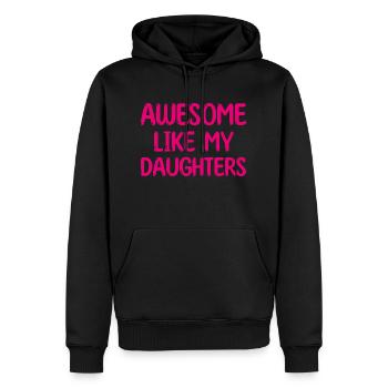 GÉNIAL COMME MES FILLES – Fête des Mères – Fête des Pères - Sweat à capuche Premium bio Homme - noir - Devant - Nico (187cm)