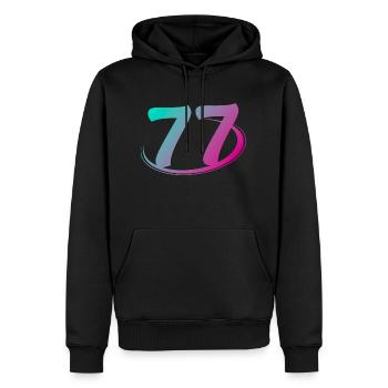 Number 77 multicolor - Men’s Premium Organic Hoodie - black - Front - Nico (187cm)