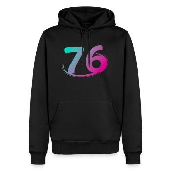 Numéro 76 multicolore - Sweat à capuche Premium bio Homme - noir - Devant - Nico (187cm)