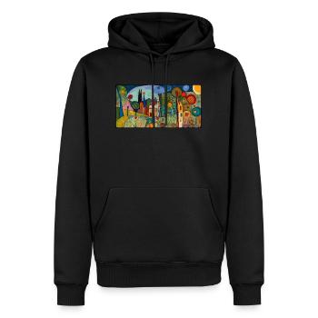 Cubist Celebration of Abstract Shapes - Men’s Premium Organic Hoodie - black - Front - Nico (187cm)