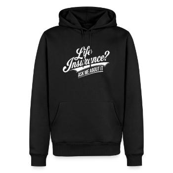 Expert en assurance avec le sens de l’humour - Sweat à capuche Premium bio Homme - noir - Devant - Nico (187cm)