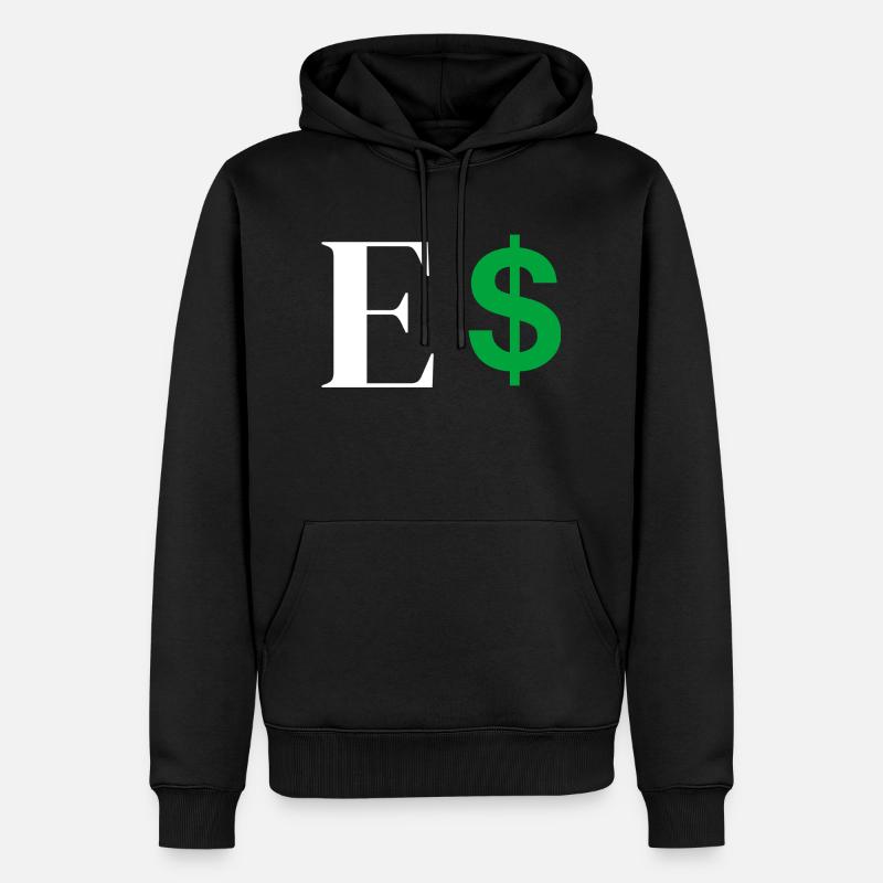 Lettre e dollar - Sweat à capuche Premium bio Homme - noir