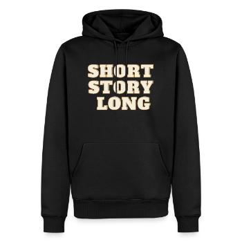 short story long - Männer Premium Bio Hoodie - Schwarz - Vorne - Nico (187cm)