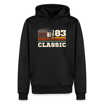 Anniversary 1983 retro classic - Men’s Premium Organic Hoodie - black - Front - Nico (187cm)