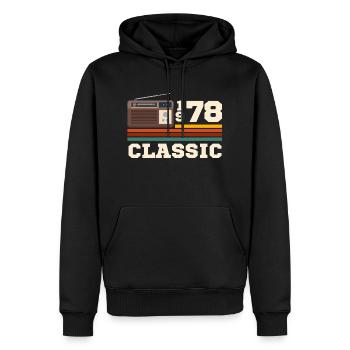 Anniversaire 1978 retro classic - Sweat à capuche Premium bio Homme - noir - Devant - Nico (187cm)
