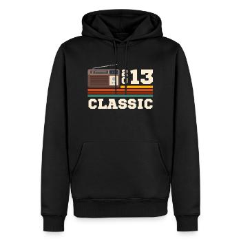 Anniversary 2013 retro classic - Men’s Premium Organic Hoodie - black - Front - Nico (187cm)